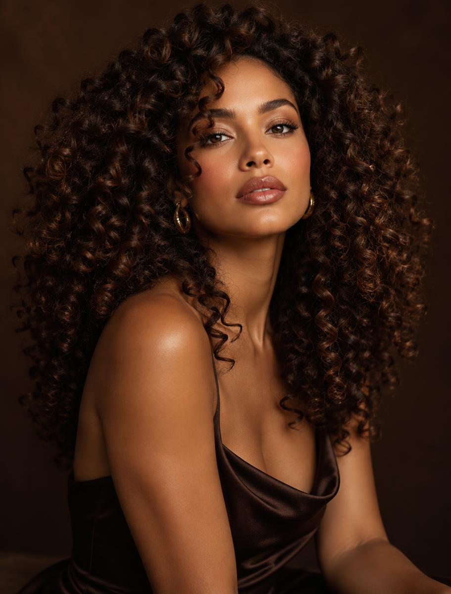 Big bouncy curly 100% human hair HD lace wig, 20" in natural black